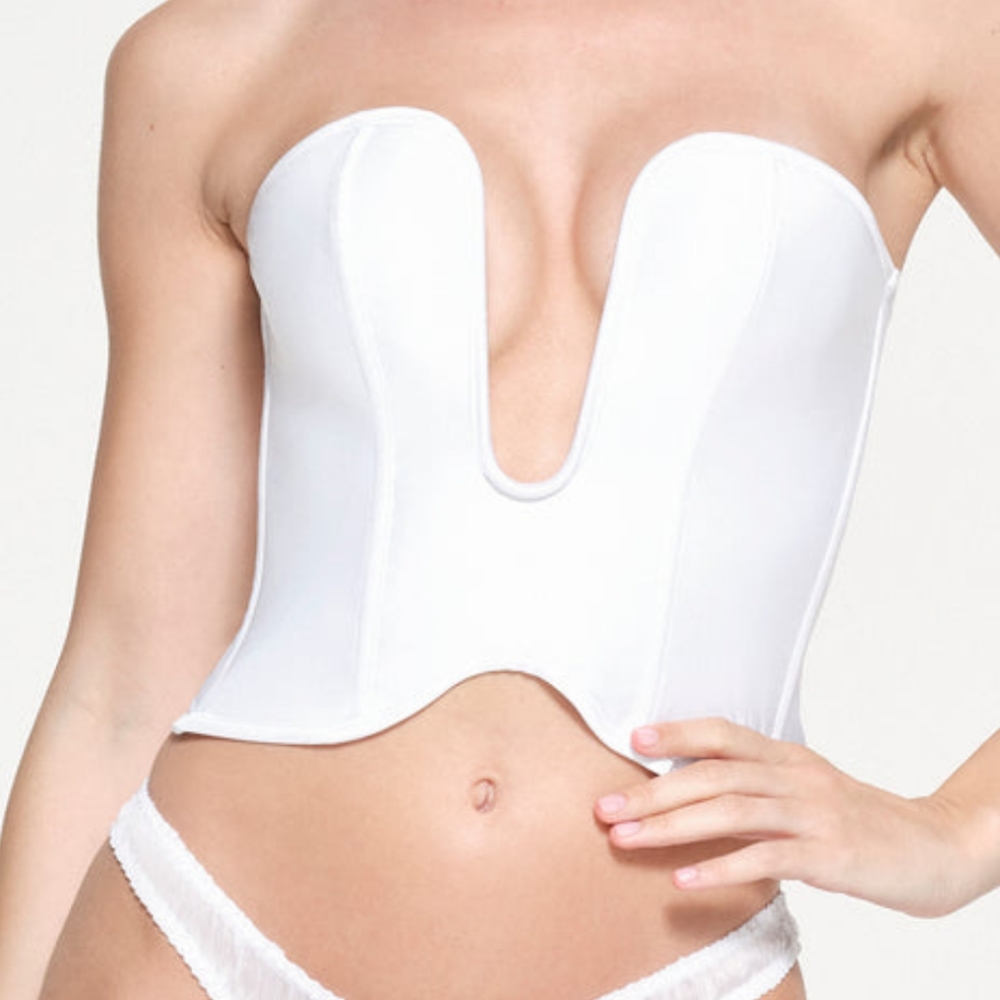 SKIMS White Plunge Corset Top